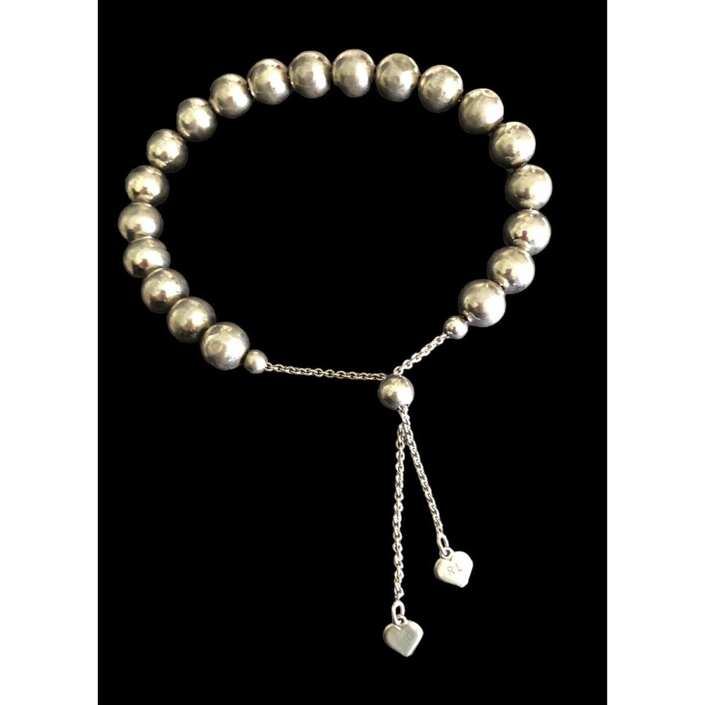 RALPH LAUREN Vintage Sterling Silver Bolo Beaded Bracelet. Made in Italy